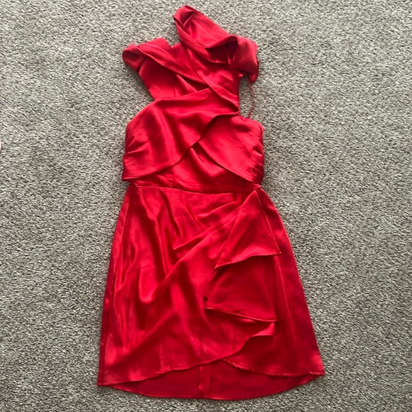 RED SATIN DRESS - Picture 1 of 2